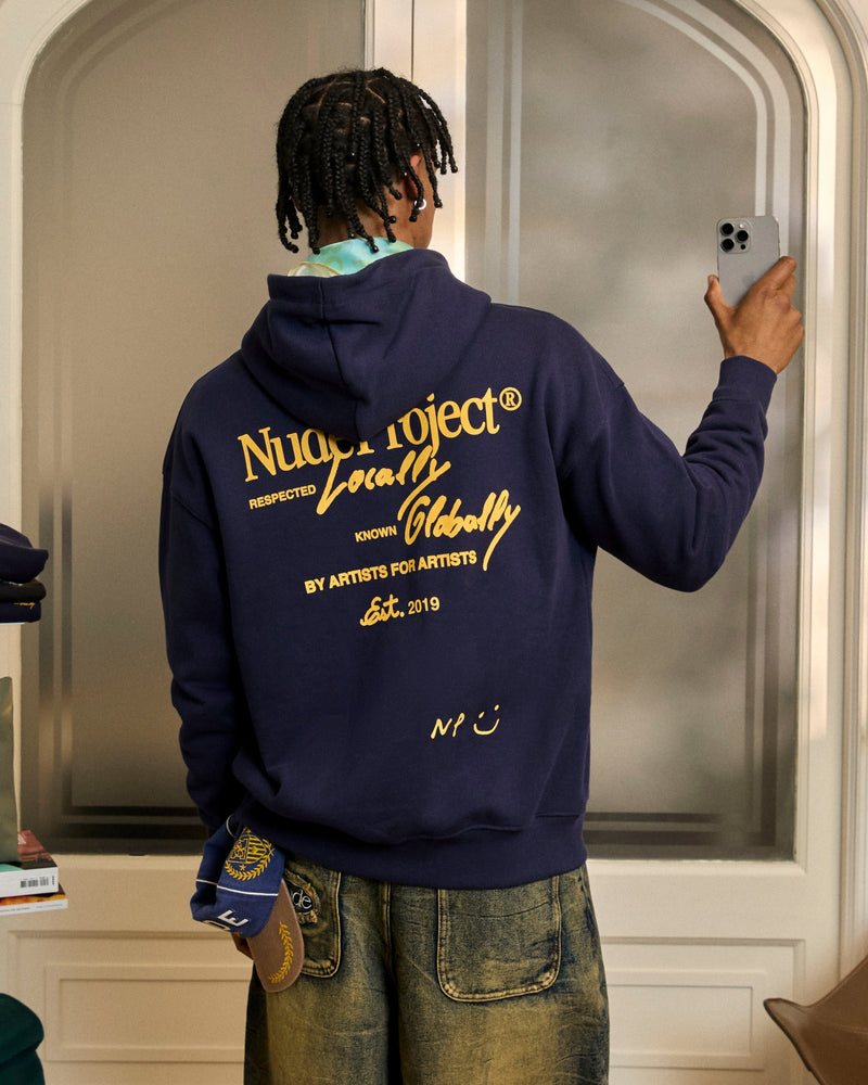 GLOBAL SOON ZIP-UP HOODIE NAVY
