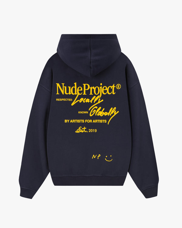 GLOBAL SOON ZIP-UP HOODIE NAVY