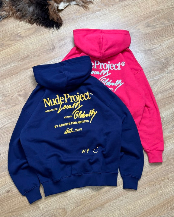 GLOBAL SOON ZIP-UP HOODIE NAVY
