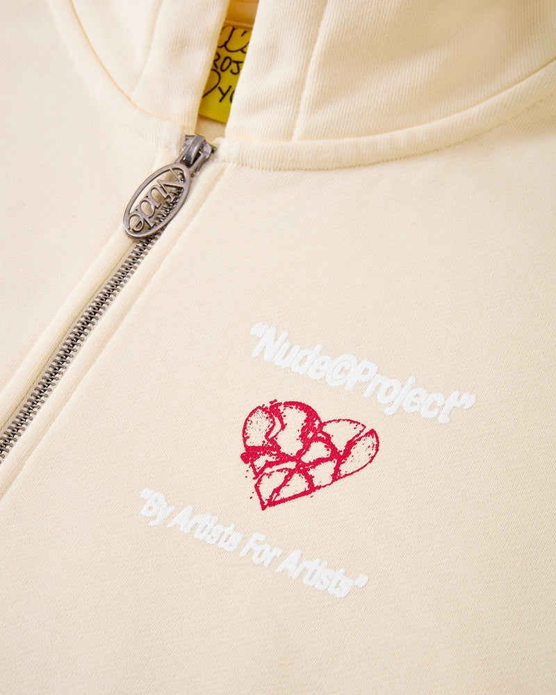 HEARTBROKEN ZIP-UP HOODIE MARSHMALLOW