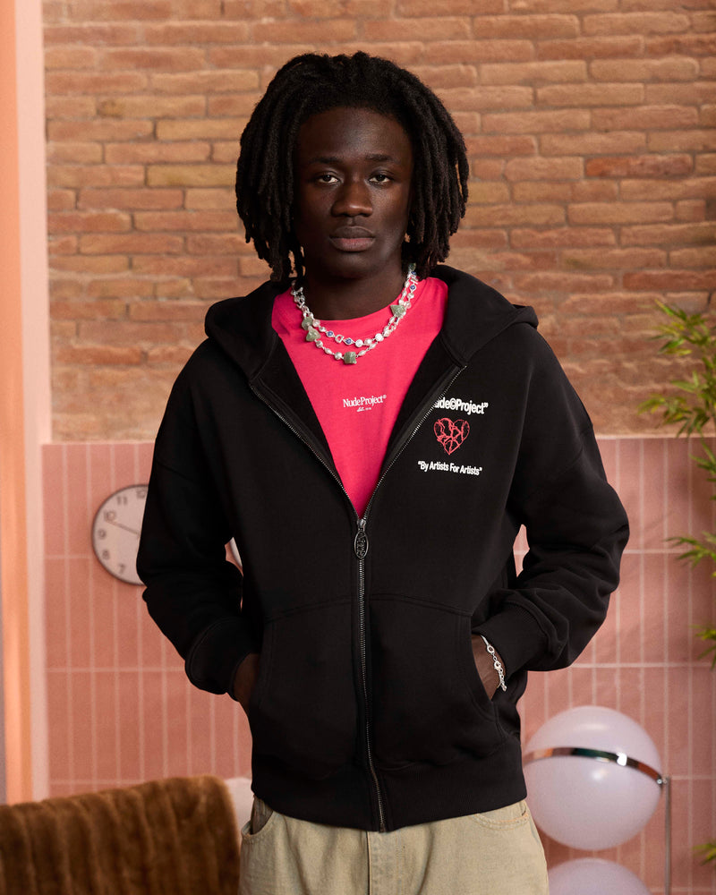 HEARTBROKEN ZIP-UP HOODIE BLACK